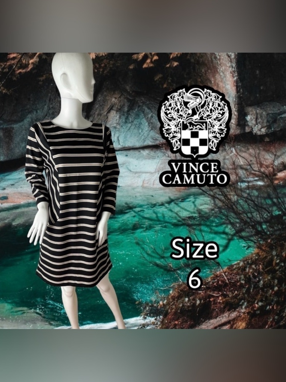 Vince Camuto Striped dress Black White Beige Size 6